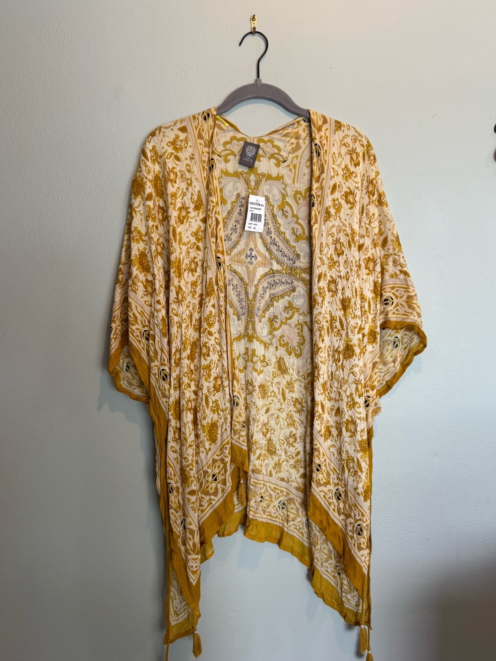 Vince Camuto Yellow Mustard Floral Kimono